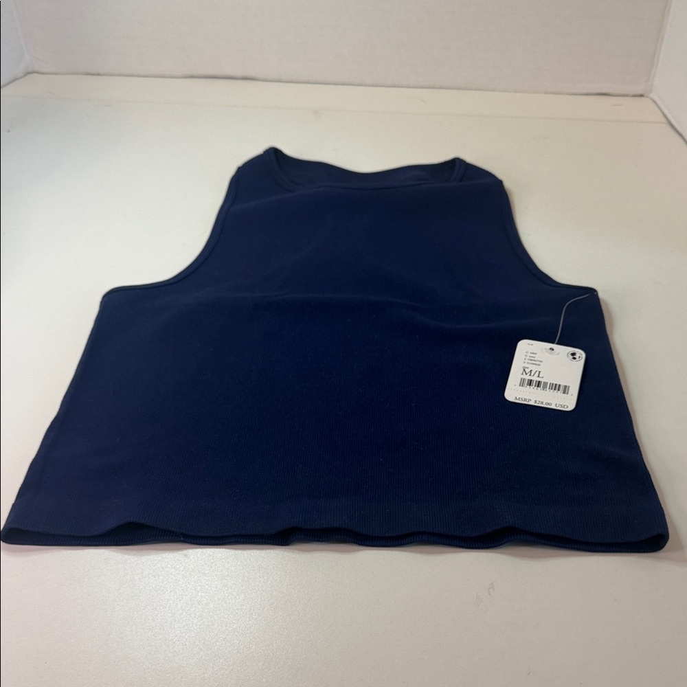 Intimately by Free People Sleeveless Navy Crop Ribbed Tank